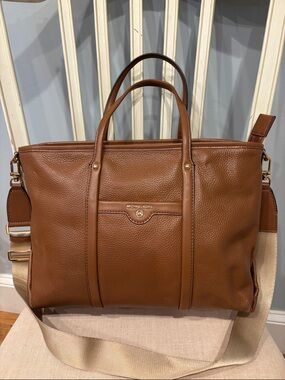 Michael Kors Beck Cognac Pebbled Leather Laptop convertible Tote
